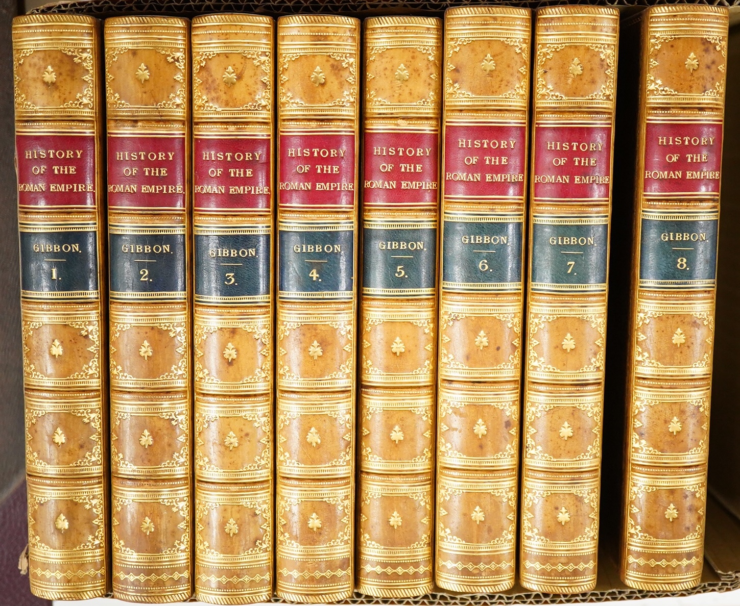 Gibbon, Edward - The History of the Decline and Fall of the Roman Empire. With notes by Dean Milman and M. Guizot. Edited, with additional notes, by William Smith. 8 vols. portrait frontis. and 14 maps (mostly folded, so